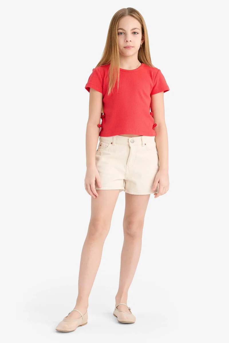DeFacto Girl Slim Fit Crew Neck Ribbed Camisole T-Shirt