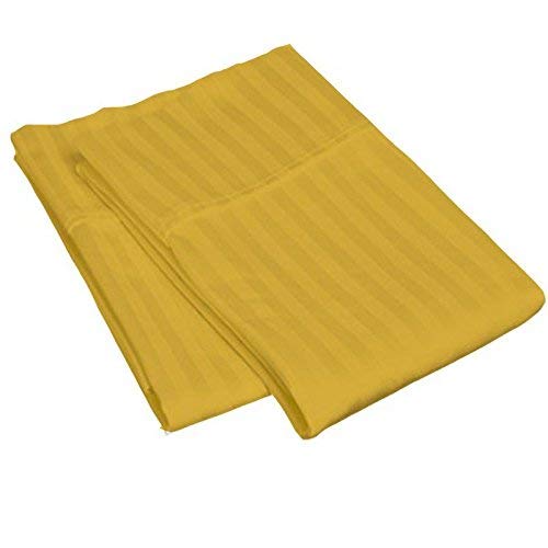 Daksh Sateen Stripe 300 TC Cotton Pillow Cover, 16 x 24 inch, Yellow, 2 Pieces - Image 3