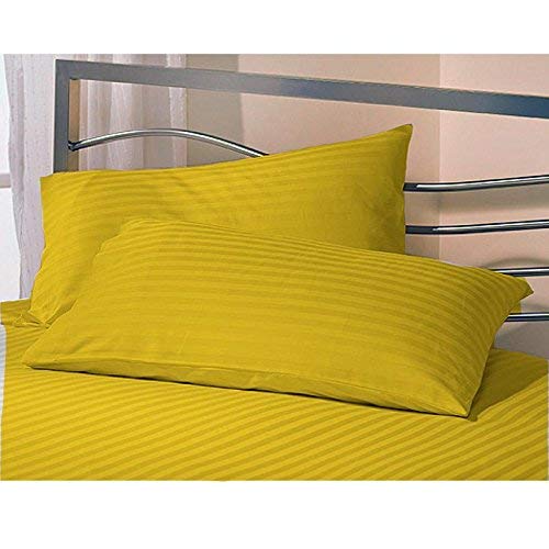 Daksh Sateen Stripe 300 TC Cotton Pillow Cover, 16 x 24 inch, Yellow, 2 Pieces - Image 5