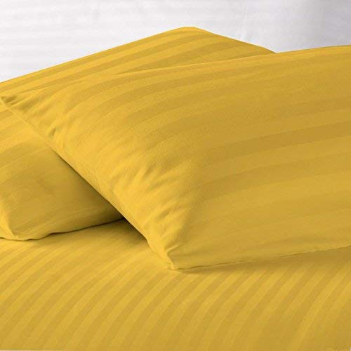 Daksh Sateen Stripe 300 TC Cotton Pillow Cover, 16 x 24 inch, Yellow, 2 Pieces - Image 2
