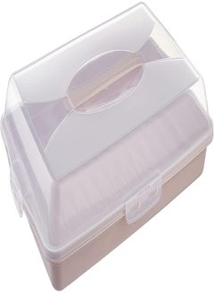 dunya Dunya Rectangular Plastic Cake Storage Box with Handle - Clear and Beige 