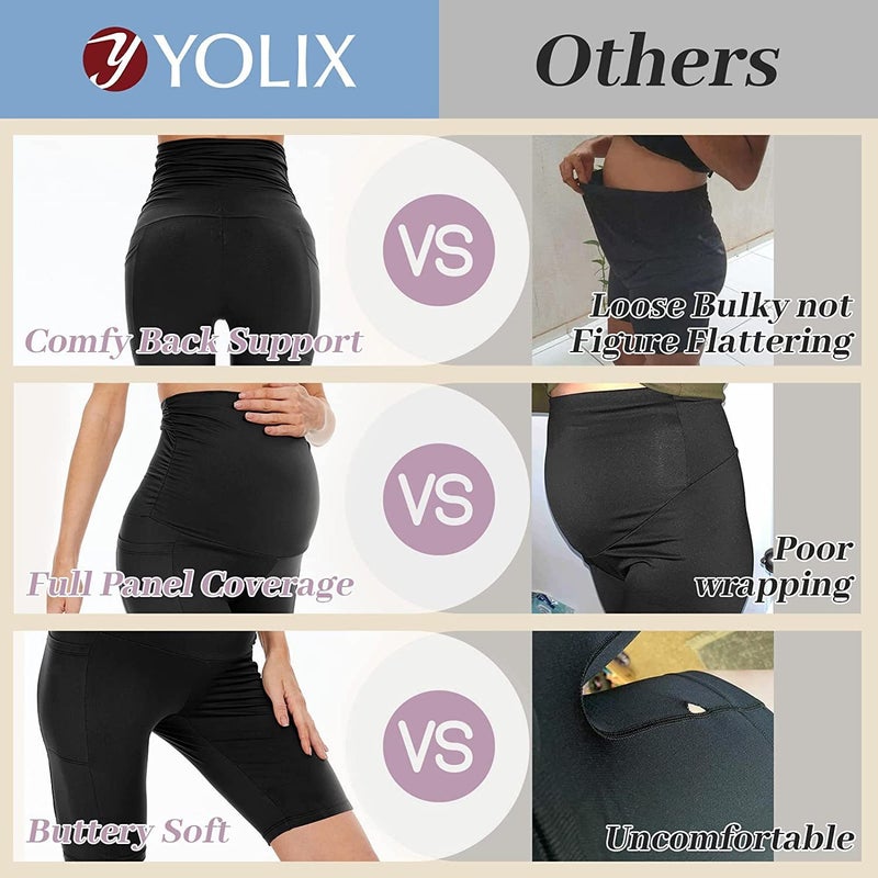 Zi Zhu Pin Pai Women's High Waist Maternity Capri Pants with Pockets - Comfortable Fitness Yoga Leggings for Pregnancy - Image 5