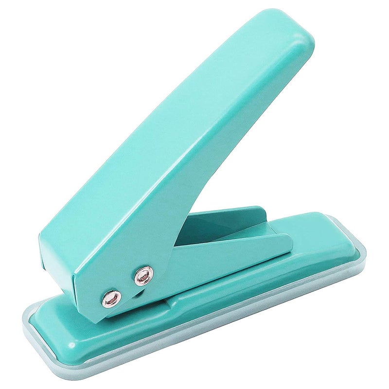 Single Hole Puncher Handheld 14 Inches Hole Punch 20 Sheet Paper Punch Capacity Metal Hole Puncher with SkidResistant Base for Paper Chipboard Art Project Green