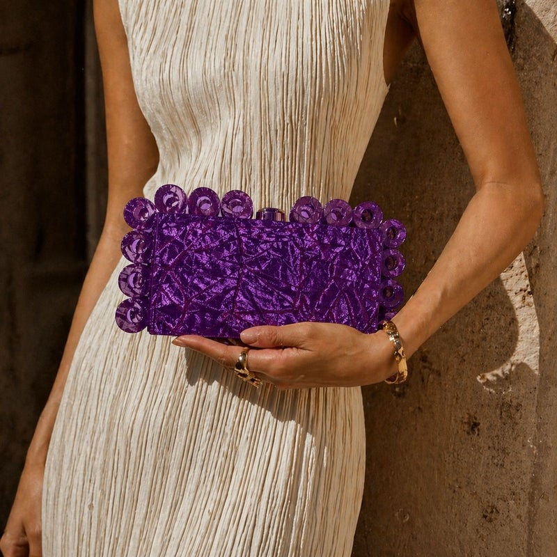 Women's Round Acrylic Evening Shoulder Bag - Image 5