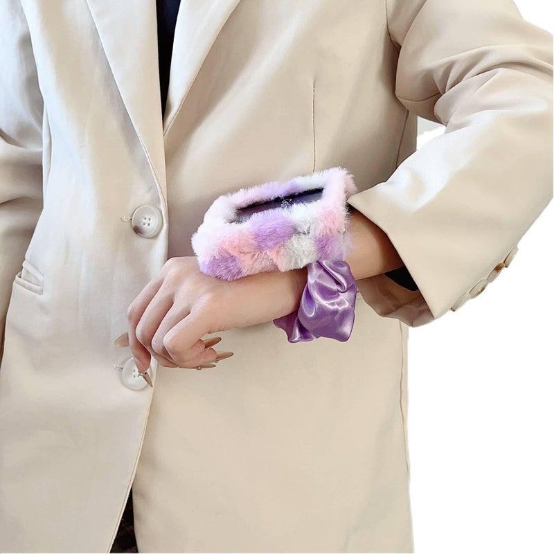 MagSafe Drop Protection PC Case for Samsung Galaxy Z Flip 4 with Fashionable Plush Wrist Strap in Purple with Lightweight Carry - Image 4