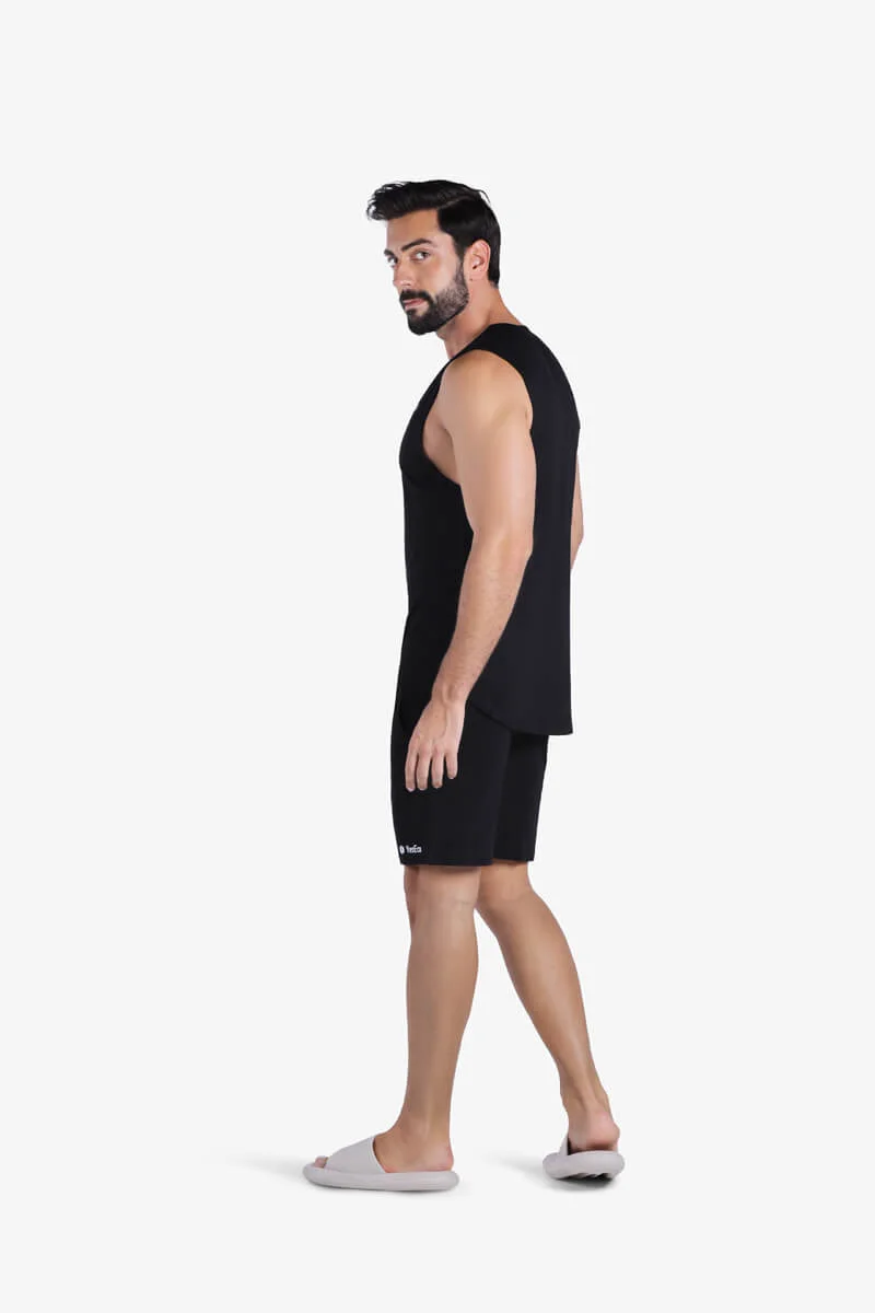 ياسيكو YesEco Men’s Black Chase Rapid Dry Shorts – Lightweight, Breathable, Moisture-Wicking Bamboo Viscose Activewear – Sustainable Gym & Lounge Shorts