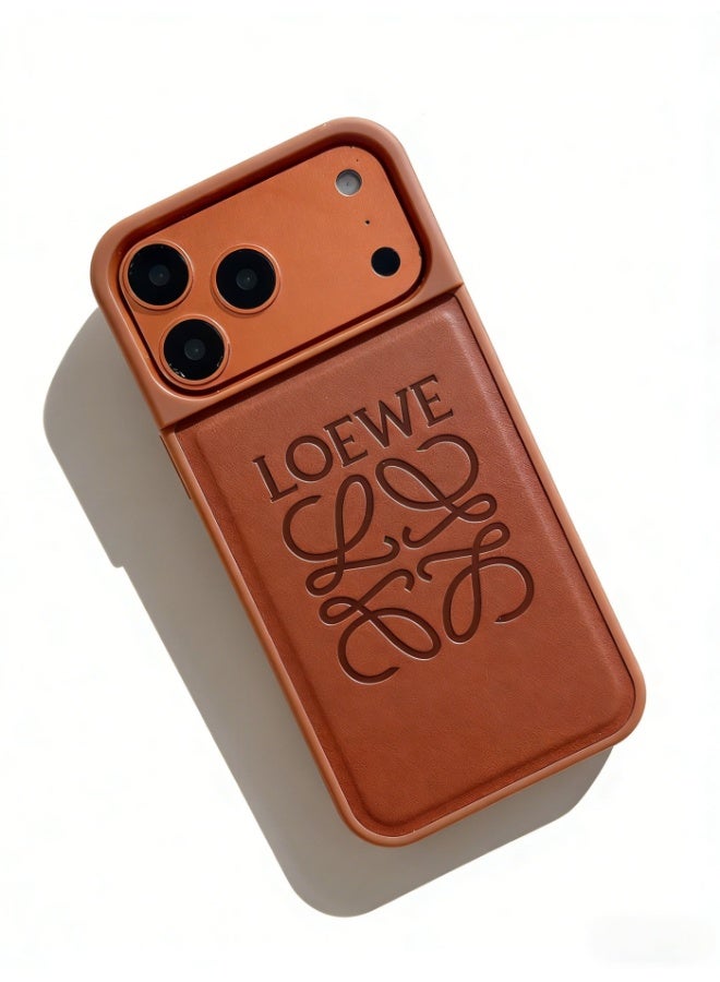 LOEWE Anagram Leather Case for iPhone 16 / 17 Pro Max | Tan Brown Classic Logo Phone Cover - Image 5