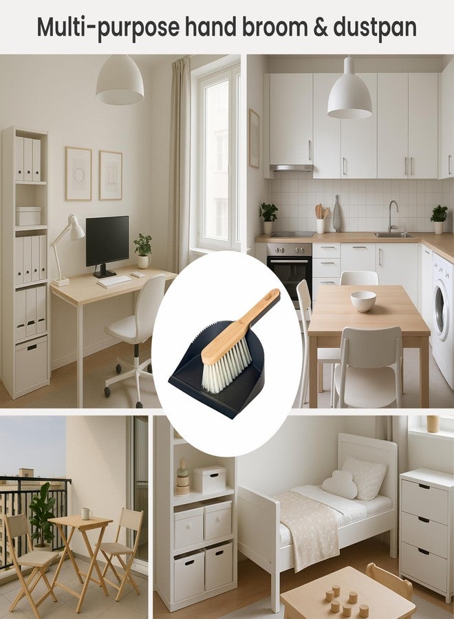 Vigar Vintage Mini Bamboo Broom with Dustpan Combo Set, Small Dust Pan and Brush Set for Dust, Pet Hair, Car, and Crumb, House, Kitchen Broom, Black - Image 5