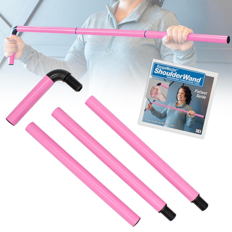 RangeMaster ShoulderWand Therapy Stretching Toolâ”‚Collapsible Stretching Barâ”‚Physical Therapy Tool for Recovery and Increasing Motion (Pink) - Image 1