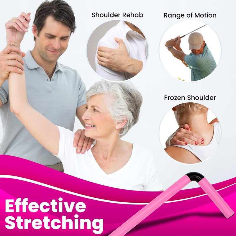 RangeMaster ShoulderWand Therapy Stretching Toolâ”‚Collapsible Stretching Barâ”‚Physical Therapy Tool for Recovery and Increasing Motion (Pink) - Image 2