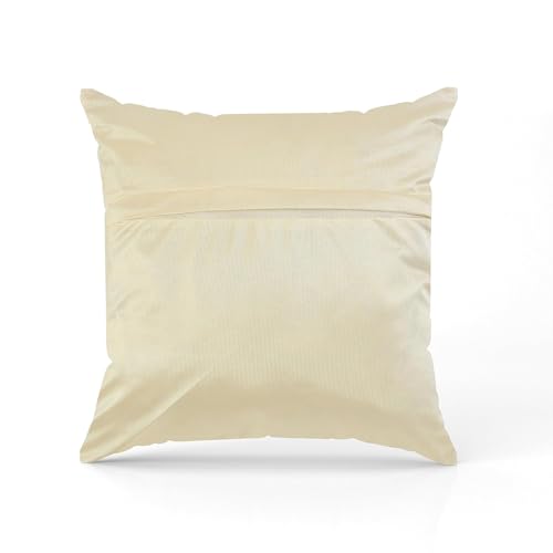 HOMECROWN Velvet Cushion Covers Set of 5 – 16x16 Inches, Embroidered Sofa Pillow Covers for Home, Living Room & Bedroom (Beige) - Image 5