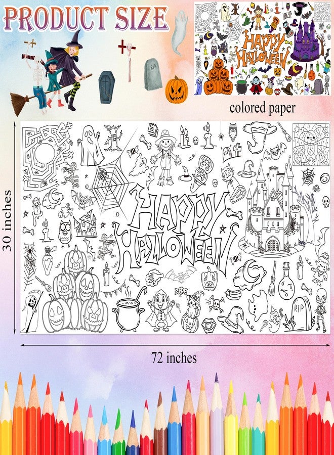Yuronam Halloween Giant Coloring Poster 30 x 72 Inches Large Coloring Halloween Activity Drawing Paper for Kids School Home Party Supplies Decoration - Image 2