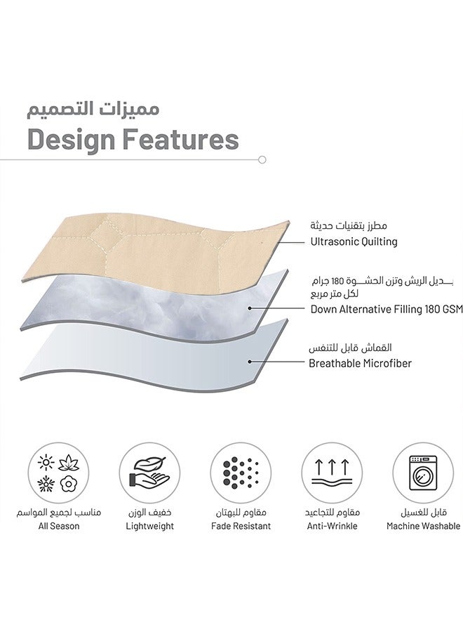 Arabest 6-Piece Quilted Compressed Comforter Set For All Season Microfiber Cream King 220x240cm  - Image 4