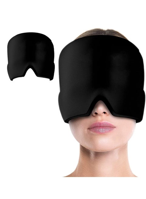 Plan A Elastic Headache Hat, Migraine Relief and Tension Hat, Reusable Ice Gel Cap, One Size Fits All Cooling and Warming Pad for Headaches, Swelling, Sinus, Stress (Black)