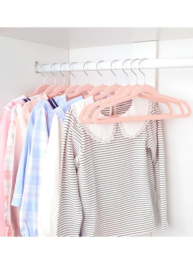 RollsTimi  Pink Velvet Hangers 100 Pack - Silver Hook, Space Saving Non-Slip Clothes Hangers, 16.5 Inch with Tie Bar for Coats,Sweater,Jackets,Dresses, Shirts, Suits & T-Shirts - Image 2