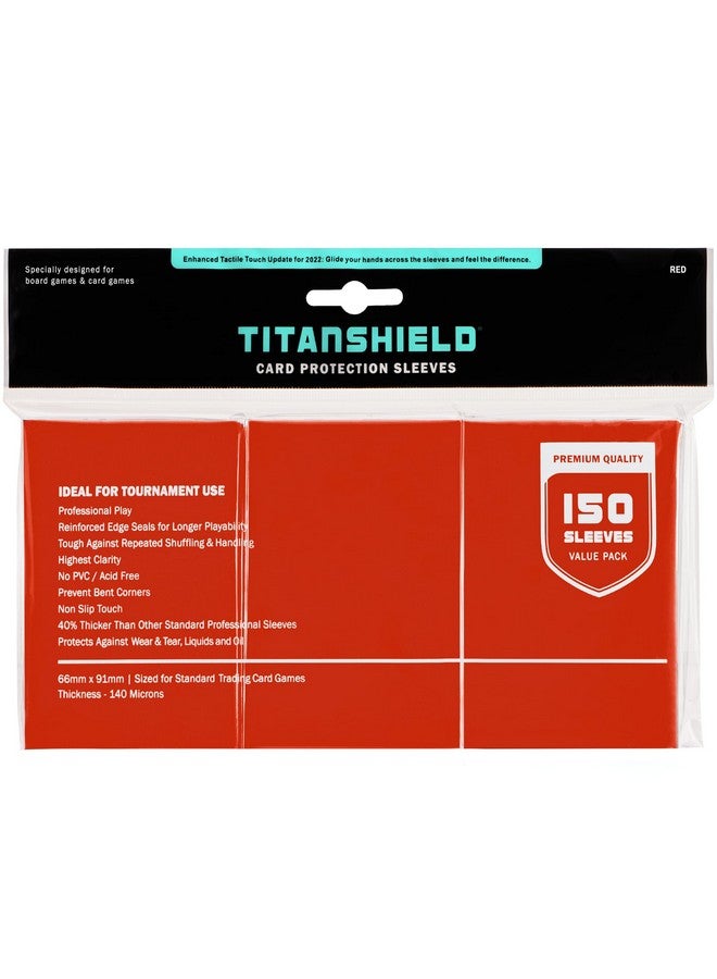 TitanShield (150 Sleeves/Red Standard Size Board Game Trading Card Sleeves Deck Protector Compatible With Pokemon, Mtg Magic The Gathering - Image 1