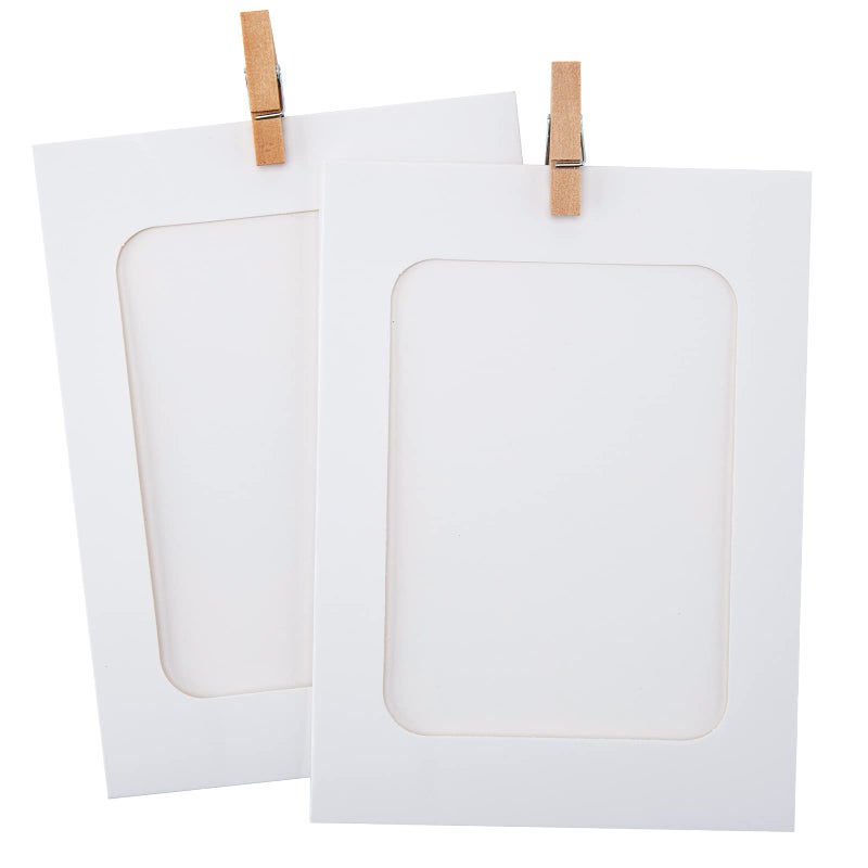 Anwyll Paper Picture Frames 4""x6"" 30 Pcs White Paper Photo Frames Cardboard Picture Frames with Clips and Strings DIY Clip Photo Holders Photo Hanging Display Kit Wall Decor for Home Party Office - Image 3