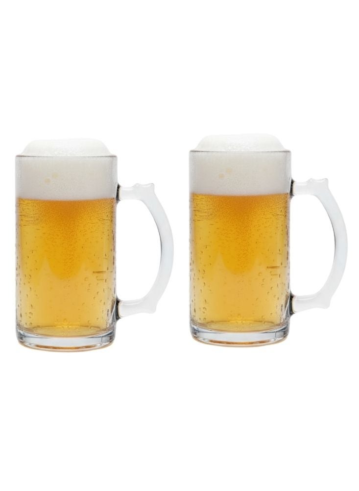 بريميم طقم أكواب بيرة حرفي – كوبان بمقبض غير لامع مصنوعان من الزجاج الأوروبي السميك - Image 1