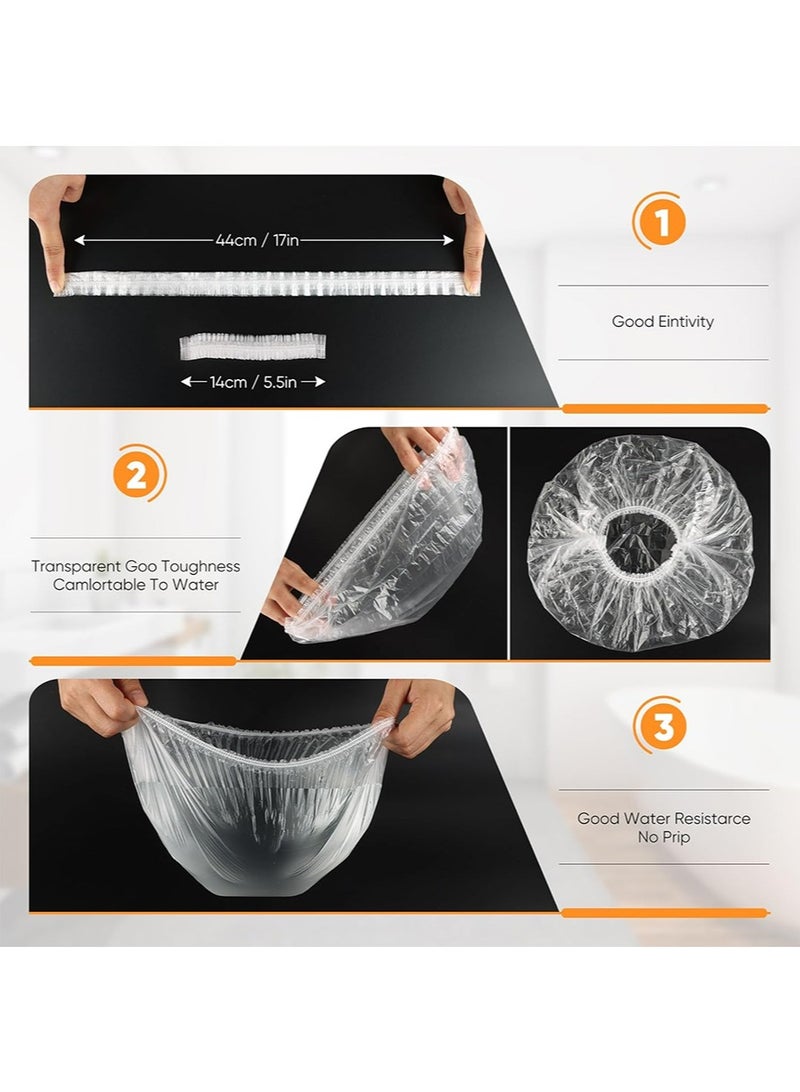 100 Pcs Shower Cap Disposable and 100 Pcs Disposable Ear Covers, Bath Caps Thick Waterproof High Density Elastic Big Hair Caps for Women Men Travel Spa Hotel Swimming Ear Covers Bathing Accessories - Image 2