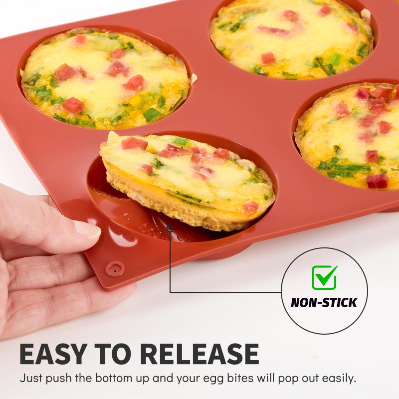Puyeipt 3 Pack Silicone Egg Molds for Breakfast Sandwiches, 3 Inch Non-Stick Round Muffin Top Pans for Baking Egg Bites, Whoopie Pies, Corn Bread, Tarts - Image 4