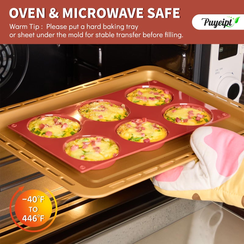 Puyeipt 3 Pack Silicone Egg Molds for Breakfast Sandwiches, 3 Inch Non-Stick Round Muffin Top Pans for Baking Egg Bites, Whoopie Pies, Corn Bread, Tarts - Image 5