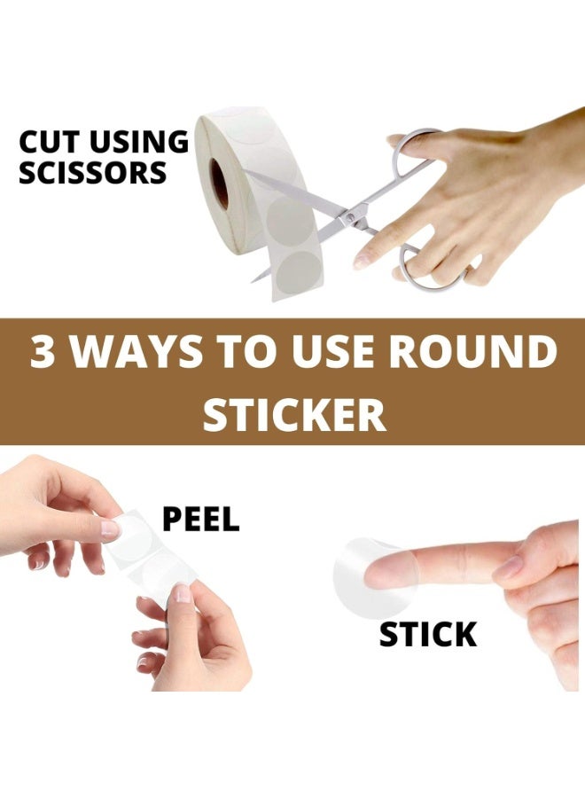 FAYET 2 Rolls Clear Transparent Round Stickers, Envelope Tab Sealer and Retail Package Round Clear Seal Labels Self Adhesive, 1000 Stickers Per Roll - Image 3