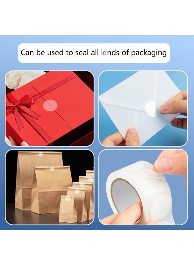 FAYET 2 Rolls Clear Transparent Round Stickers, Envelope Tab Sealer and Retail Package Round Clear Seal Labels Self Adhesive, 1000 Stickers Per Roll - Image 2