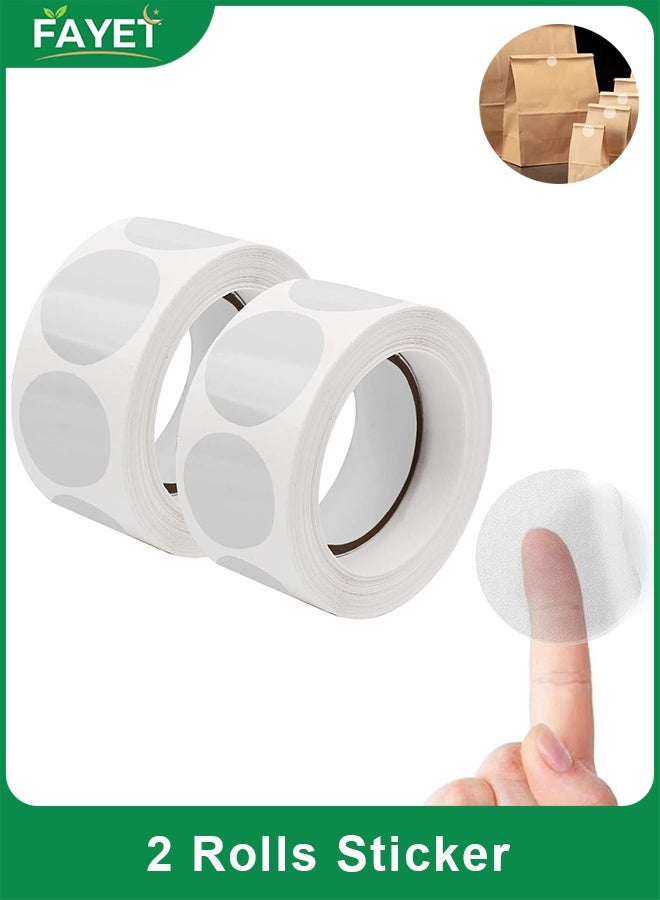 FAYET 2 Rolls Clear Transparent Round Stickers, Envelope Tab Sealer and Retail Package Round Clear Seal Labels Self Adhesive, 1000 Stickers Per Roll - Image 1