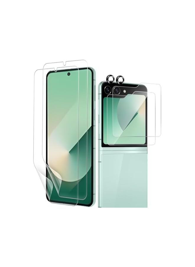PROMASS 6 in 1 Screen Protector Compatible with Galaxy Z Flip 6-2 Pack Front Tempered Glass Screen Protector + 2 Pack Inside TPU Screen Protector+2 Pack Camera Lens Protector - Image 1
