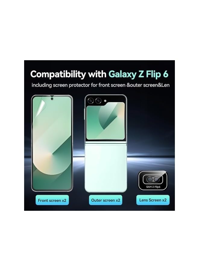PROMASS 6 in 1 Screen Protector Compatible with Galaxy Z Flip 6-2 Pack Front Tempered Glass Screen Protector + 2 Pack Inside TPU Screen Protector+2 Pack Camera Lens Protector - Image 2
