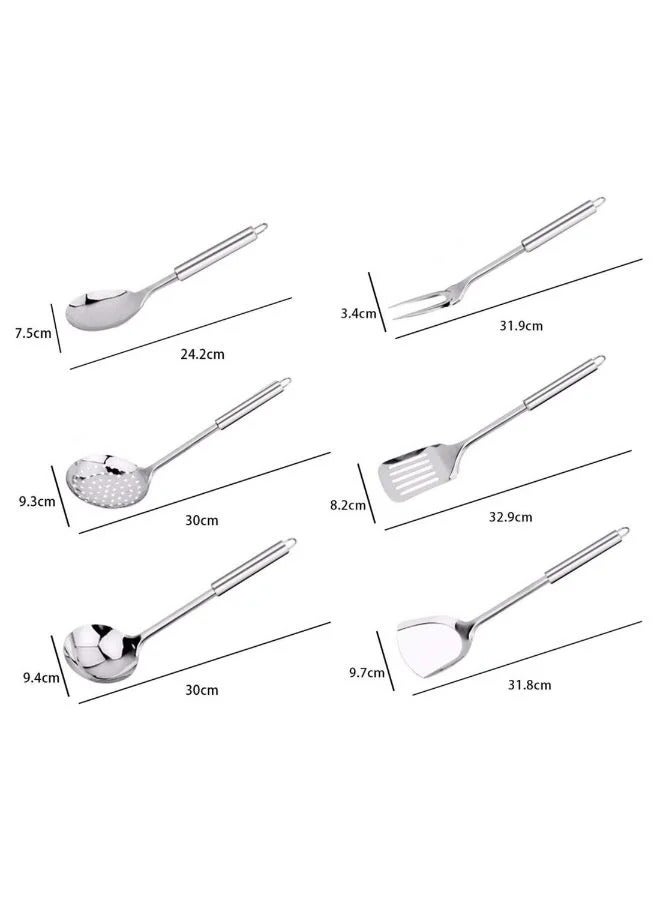 طقم أدوات للمطبخ مقاس 15 × 10 × 17 سم من 7 قطع، لون فضي فضي 15 x 10 x 17سم - Image 2