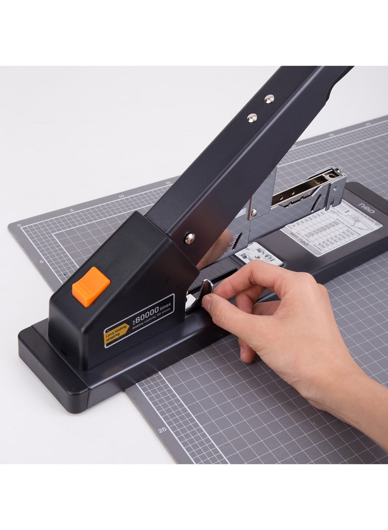 Deli E0396 Heavy Duty Stapler for 210 Sheets - Black, Industrial Durability, Front Loading, Low-Staple Indicator, Anti-Skid Base - Image 4