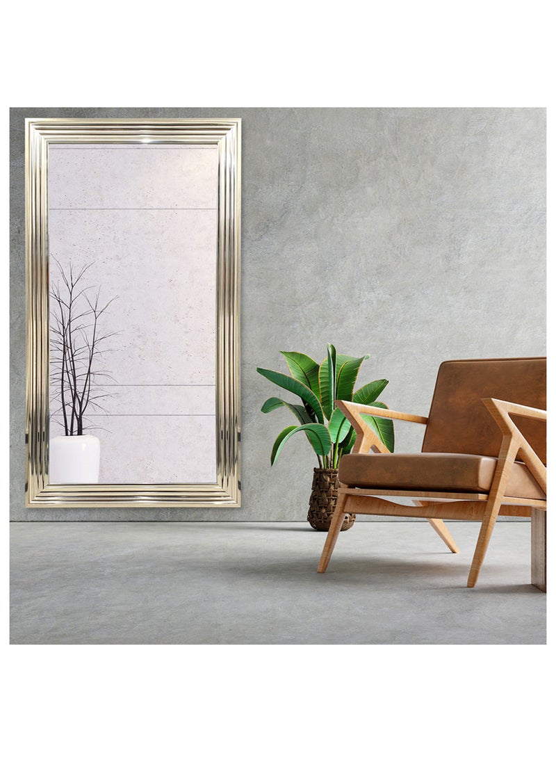 ديكور هيلز مرآة قائمة بإطار رفيع - بطول كامل 60 × 120 سم، زجاج عالي الجودة، متعددة الاستخدامات قائمة أو مثبتة على الحائط، تصميم مقوس أنيق، مثالية لغرفة النوم، غرفة المعيشة، ديكور منزلي عصري، بلاستيك بولي فينيل كلوريد متين، إطار فضي  - Image 1