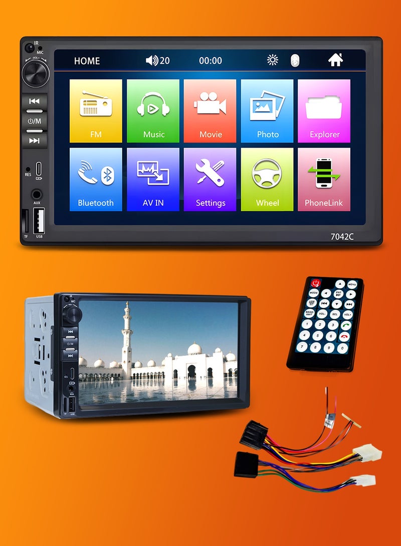 Dansent 7 inch Universal Android Music Video System For Car, Car IPS Screen With Button Control,12V 600p OEM Head Unit BT Handsfree Call USB 2 IN 1 Slot - Image 1