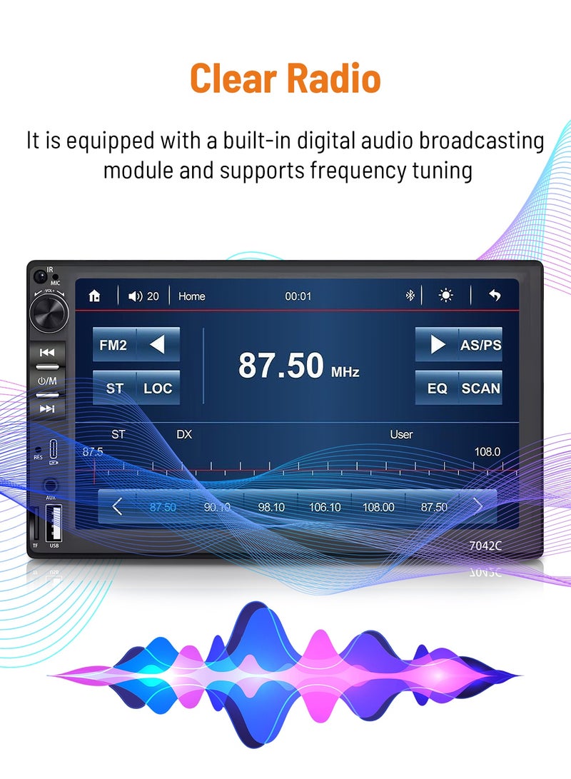 Dansent 7 inch Universal Android Music Video System For Car, Car IPS Screen With Button Control,12V 600p OEM Head Unit BT Handsfree Call USB 2 IN 1 Slot - Image 5