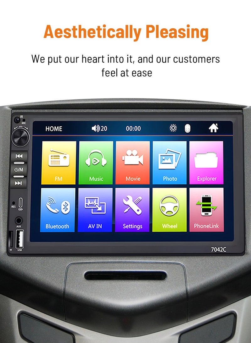 Dansent 7 inch Universal Android Music Video System For Car, Car IPS Screen With Button Control,12V 600p OEM Head Unit BT Handsfree Call USB 2 IN 1 Slot - Image 3