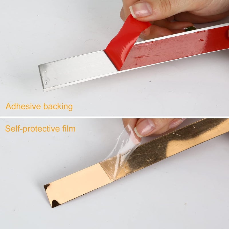 VICTAC Rose Gold 8K Mirror Stainless Steel SelfAdhesive Metal Trim 10mm x 164ft 5mtr Pack of 1 Roll for Wall Decoration Furniture Highlighters  - Image 4