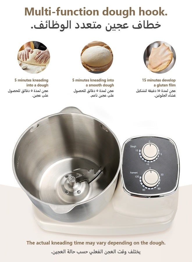 Sunbath 5L Stand Mixer, Electric Dough Maker with Ferment Function, 250W Dough Mixer for Bread and Pizza, Electric Food Mixer with 304 Stainless Steel Bowl, Sourdough Kneading Machine, Household Flour Kneading Machine - Image 4