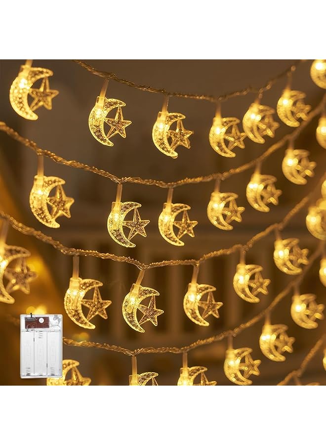The Bros Ramadan Eid Mubarak Decoration Moon Star String Lights 3m/9.8ft, 20 Led Battery Operated, For Eid And Muslim Ramadan, Home And Mantel, Party Eid Mubarak Decor Lights (Style 1) - Image 1