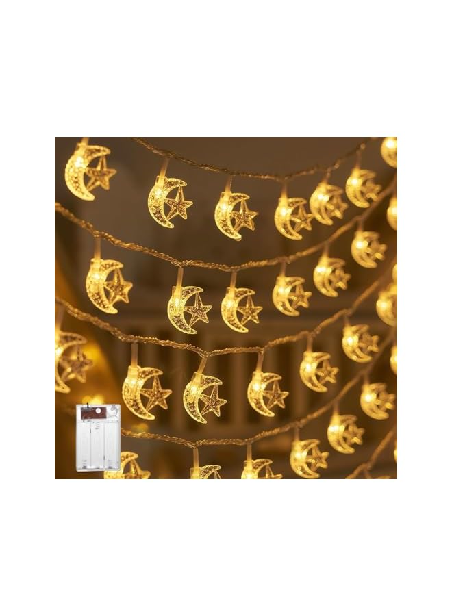 The Bros Ramadan Eid Mubarak Decoration Moon Star String Lights 3m/9.8ft, 20 Led Battery Operated, For Eid And Muslim Ramadan, Home And Mantel, Party Eid Mubarak Decor Lights (Style 1) - Image 2