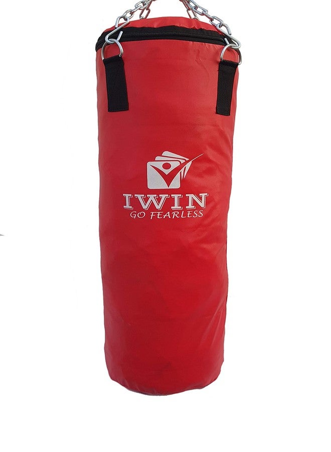 IWIN Unfilled Synthetic Leather Red Punching Bag with Chain (4 Ft) - Image 4