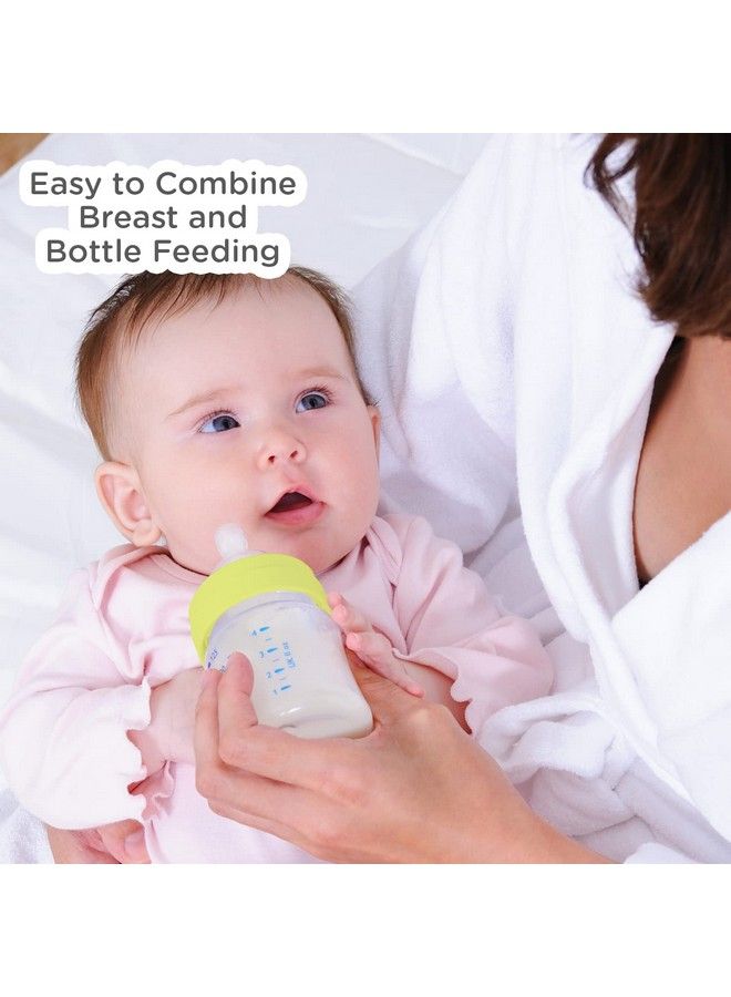 mee mee Premium Glass Feeding Bottle With Eazyflow Technology Anticolic Valveanti Slipbpafree Baby Feeding Bottle For Babies & Toddlers(Green 240Mlpack Of 2) - Image 4