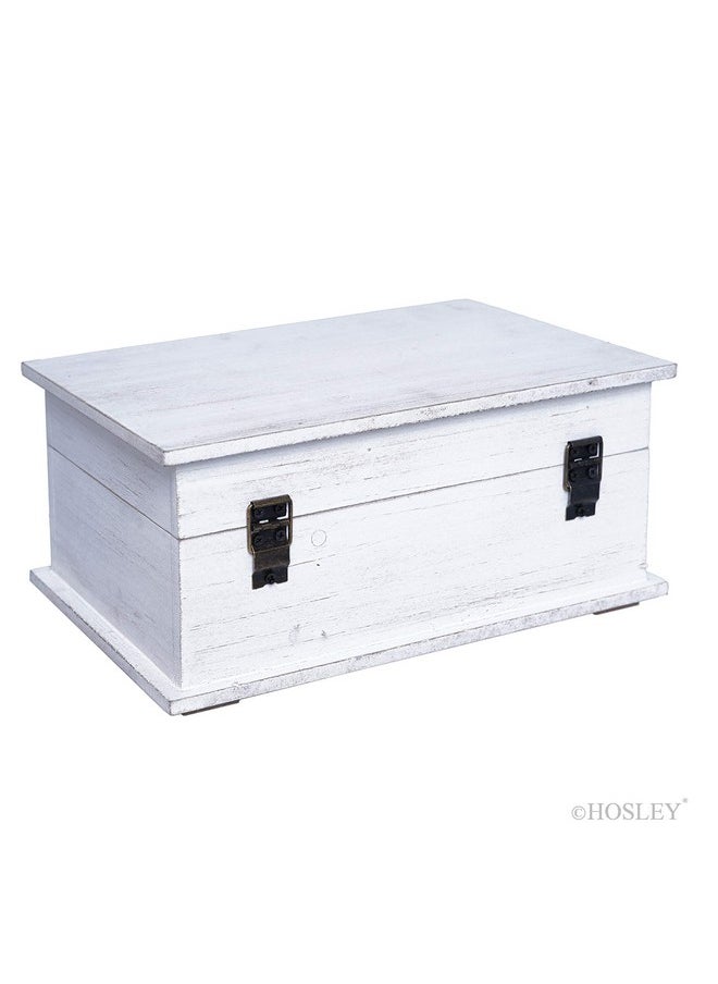 Hosley - Hosley 10 Inch Long White Wooden Box. Ideal Gift for Weddings Spa Office Dorm or Den W5 - Image 1