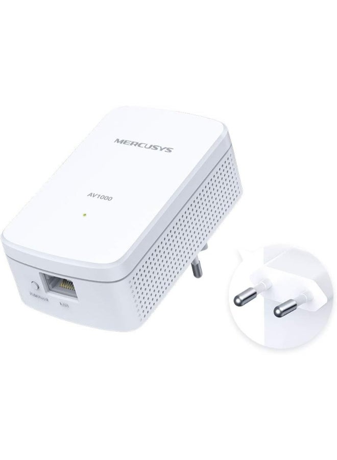 MERCUSYS AV1000 Gigabit Powerline Starter Kit
KIT: 2× MP500
SPEED: 1000 Mbps Powerline
SPEC: Broadcom CPU, 1× Gigabit Port, Wall Plugged, HomePlug AV2
FEATURE: Plug and Play, Power Saving, Pair for More Security White - Image 3