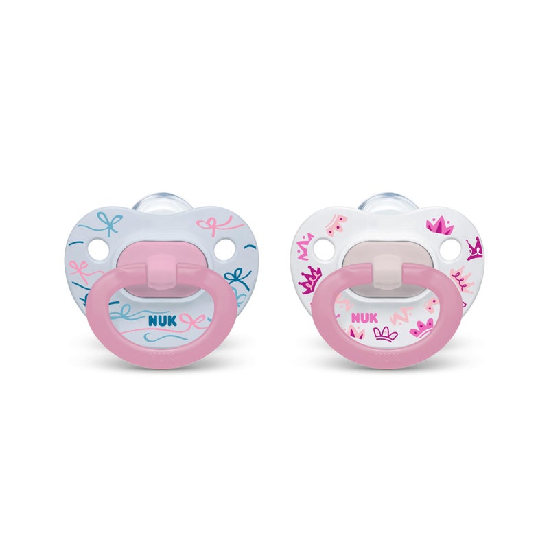 NUK Comfy Orthodontic Pacifiers, Pink Assorted, 18-36 Months, 2 Count - Image 1