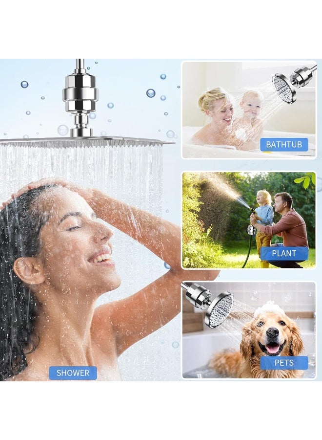 ACYYH 15 Stage Shower Filter, Chrome Finish, Multi Layer Filtration for Hard Water, Compatible with Fixed and Handheld Showerheads,Cartridges for Removing Chlorine Fluoride - Image 4