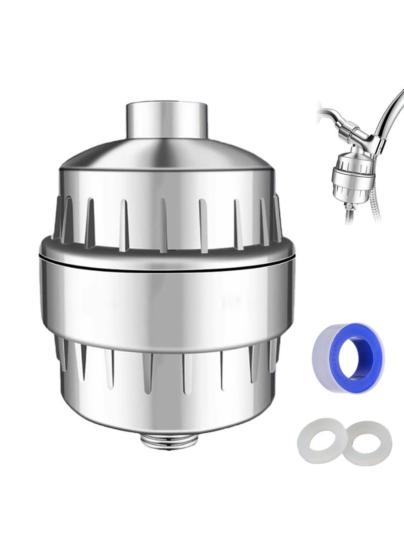 ACYYH 15 Stage Shower Filter, Chrome Finish, Multi Layer Filtration for Hard Water, Compatible with Fixed and Handheld Showerheads,Cartridges for Removing Chlorine Fluoride - Image 1