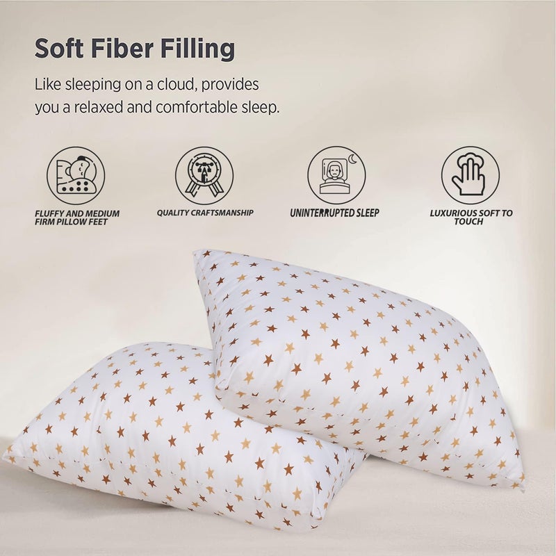 JDX Sleeping Pillow Microfibre Alphanumeric Sleeping Pillow Pack of 2 (White) | Pillow, Pillows, Takiya, Pillow Set - Image 4