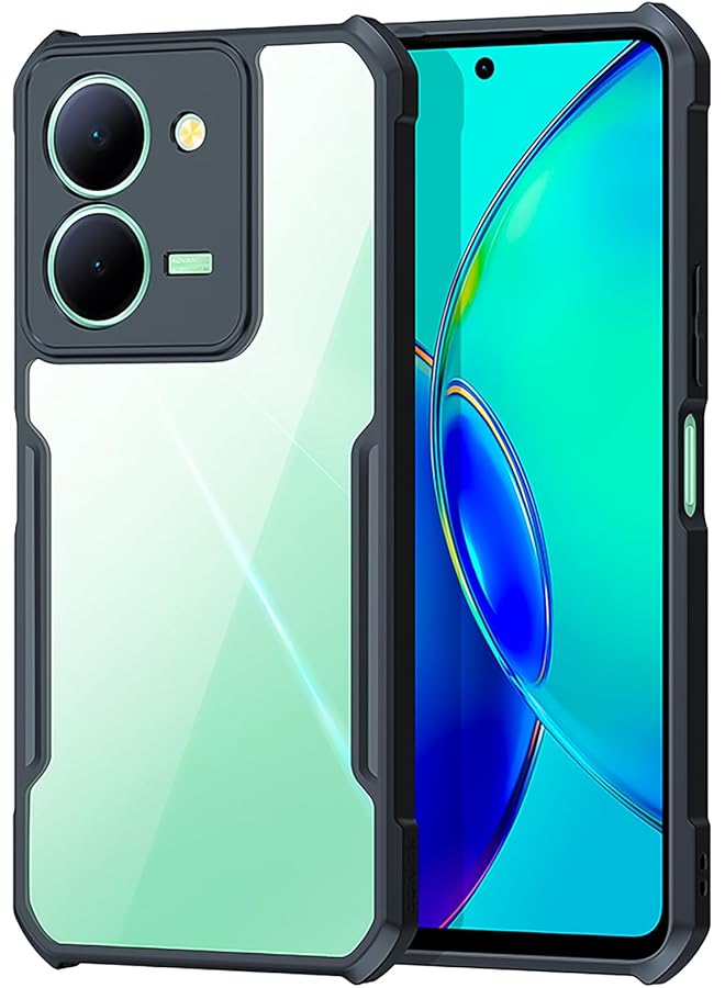 إيروريكس جراب لهاتف Vivo Y36 5G مصنوع من مادة TPU المقاومة للصدمات مع حماية عدسة الكاميرا، غطاء خلفي أسود شفاف مضاد لبصمات الأصابع، جراب هاتف نحيف مضاد للاصفرار مقاس 6.64 بوصة - Image 1