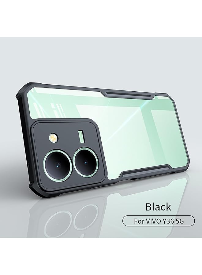 إيروريكس جراب لهاتف Vivo Y36 5G مصنوع من مادة TPU المقاومة للصدمات مع حماية عدسة الكاميرا، غطاء خلفي أسود شفاف مضاد لبصمات الأصابع، جراب هاتف نحيف مضاد للاصفرار مقاس 6.64 بوصة - Image 5